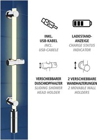Nástenná sprchová tyč v striebornej farbe 74 cm LED – Wenko