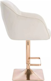LuxuryForm DESIGN Barová stolička AVOLA VELUR na zlatej hranatej podstave - biela