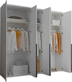 Šatníková skriňa so zrkadlom Kevo, 225 cm, biela