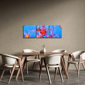 Obraz medúz v mori (s hodinami) (90x30 cm)