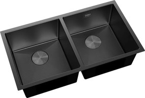 Mexen Binox, 2-komorový nerezový drez 800 x 450 mm, čierna, vzor voština, 6421802000-70HC