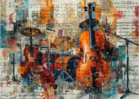 Sklenený obraz - Hudobné nástroje (70x50 cm)