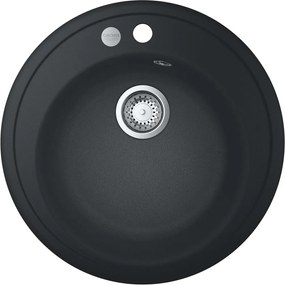 GROHE K200 okrúhly kompozitný drez, s excentrom, horná montáž, priemer 510 mm, granitová čierna, 31656AP0