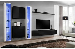 Obývacia stena Switch XVI Sklo +LED Biely/čierna