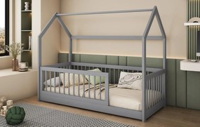 Detská domčeková posteľ z masívu borovice GRÉTA - 180x80 cm - šedá