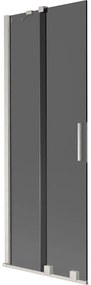 Mexen Velar, 2-krídlová posuvná vaňová zástena 75 x 150 cm, 8mm šedé sklo, brúsená oceľ, 896-075-000-41-97