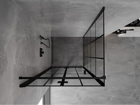 Mexen Mist-F T, 1-krídlový skladací sprchový kút ľavý 120 x 120 cm, číre sklo-čierna mriežka, 8A6T-120-120-70-77-L