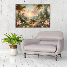 Obraz - Pávy v záhrade (90x60 cm)