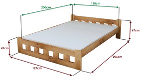 Posteľ Naomi zvýšená 120 x 200 cm, jelša Rošt: S latkovým roštom, Matrac: Matrac Somnia 18 cm