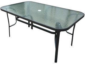 Sklenený stôl s otvorom na slnečník čierny