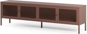 Vínovočervený kovový TV stolík 160x50x35 cm Fayna – Marckeric