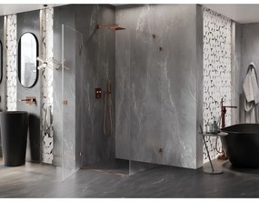 Mexen Lunar-B, výklopný sprchový kút ľavý 100 x 100 cm, 8mm číre sklo, profil ružové zlato, 832-100-100-60-00-L