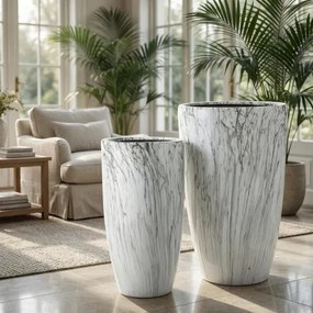 Sada 2 ks keramických květináčů NEVA MARBLE II bílá/šedá