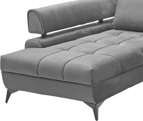 Rohová sedacia súprava Paris, stredne šedá látka, ľavý roh