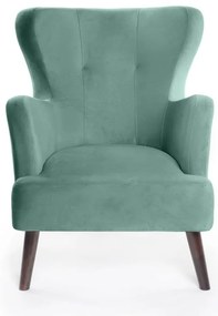 Zamatové kreslo ušiak v mentolovej farbe Noemye – Bonami Selection