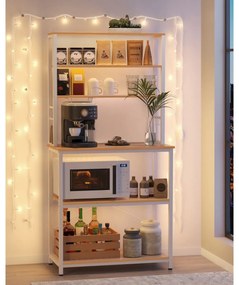 Kuchynský regál LORANO 167x80 cm, biely / dekor dub