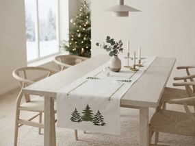 Vianočný behúň na stôl EVERGREEN CHARM 40x140 cm, biely