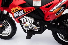 Ramiz Krížový bicykel pre deti Vozidlo na batérie Červené + asistenčné kolesá + LED zvuky