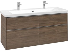 VILLEROY &amp; BOCH Subway 3.0 závesná skrinka pod umývadlo, 4 zásuvky, 1272 x 478 x 429 mm, Arizona Oak, C60200VH