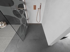 Mexen Kioto, sprchová zástena Walk-In 70 x 200 cm, 8mm číre sklo biely vzor, medený matný profil, 800-070-101-65-97