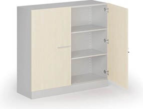 Kovová spisová skriňa s drevenými dverami, demontovaná, 1150 x 1200 x 400 mm, breza