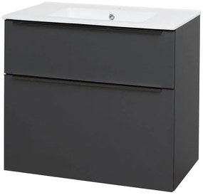 Mereo Mereo, Mailo, kúpeľňová skrinka s keramickým umývadlom 81 cm, čierne madlo, MER-CN531B