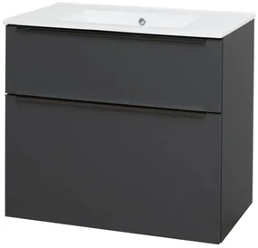 Mereo Mereo, Mailo, kúpeľňová skrinka s keramickým umývadlom 81 cm, čierne madlo, MER-CN531B