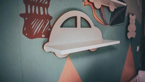 Polička auto - biela, ľavá 40 cm Rozmery (cm): rozměry (cm);40x11,8, v. 22 levá