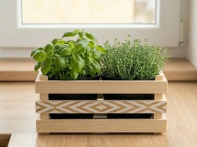 AMADEA Drevený obal s kvetináči s motívom kosoštvorcov, 32x17x15cm Český výrobok