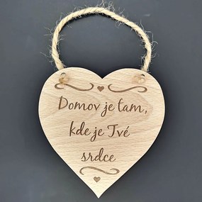 AMADEA Drevené srdce s textom Domov je tam, kde je Tvoje srdce, masívne drevo, 16 x 15 cm