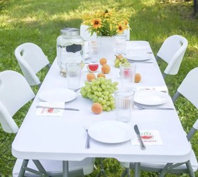 Cateringový skladací stôl Vivas 180x70 cm - sivá / biela