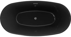 Mexen Eris, voľne stojaca vaňa 170 x 80 cm, čierna,  brúsený grafit prepad, 53441708070-95