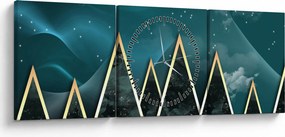 Obraz - Spln nad zlatými horami (s hodinami) (90x30 cm)