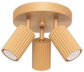 Stropné svietidlo Karbon, 3x zlaté kovové tienidlo, (možnosť polohovania)