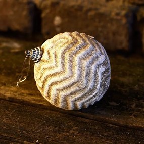 DECOLED Vianočná ozdoba, d. 8 cm, biela, trblietavá