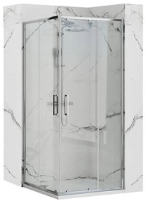 Rea Punto, sprchovací kút 90x90x190 cm, 5mm číre sklo, chrómový profil + čierna sprchová vanička Savoy, KPL-K1008