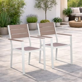 Set 2 záhradných stoličiek s nosnosťou 150 kg béžová