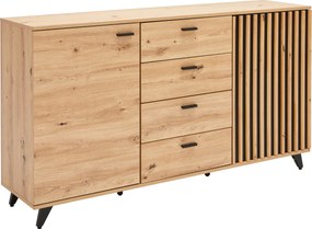 XXXLutz ŠIROKÁ KOMODA, čierna, farba duba, 154/86/40 cm MID.YOU - Online Only drobný nábytok - 002798018201