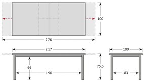 Doppler EXPERT - veľký vonkajší hliníkový stôl rozkladací 220/280x100x75 cm, hliník