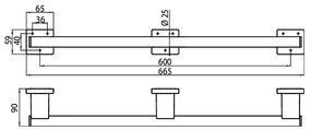 Emco System 2 - Madlo do kúpeľne 665 mm, chróm 357000101