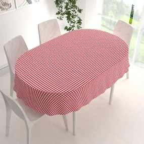 Biante Bavlnený oválny obrus Olivia OL-008 Červeno-biela kocka malá 120x160 cm