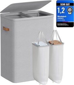 SONGMICS kôš na prádlo 170 L, 56 × 40 × 75 cm, šedý