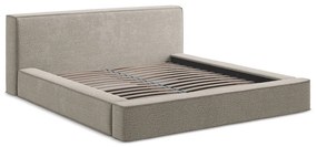 Čalúnená dvojlôžková posteľ taupe s úložným priestorom s roštom 160x200 cm Noho – Makamii