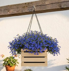 AMADEA Drevený závesný obal s kvetináčom, 27x27x21 cm, český výrobok