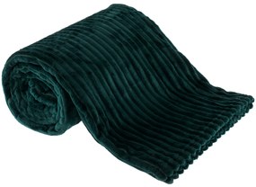 Plyšová pruhovaná deka, smaragdová, 160x200cm, TELAL
