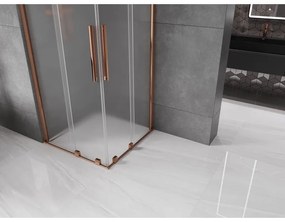 Mexen Velar Duo, sprchový kút s posuvnými dverami 90 x 90 cm, 8mm sklo námraza, ružové zlato, 871-090-090-32-60