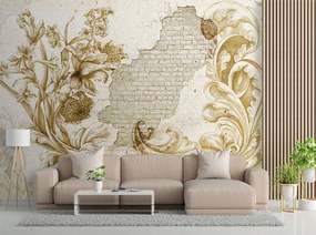 Gario Fototapeta Rastlinné fresky na padajúcej omietke Materiál: Vliesová, Rozmery: 150 x 105 cm