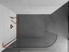 Mexen Kioto L, sprchová zástena Walk-In 90 x 200 cm, 8mm číre sklo, medený matný profil, 800-090-103-65-06