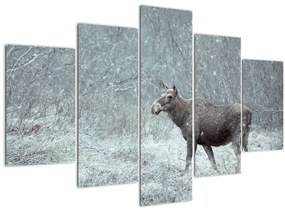 Obraz - Los v zasneženom lese (150x105 cm)