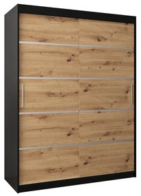 Šatníková skriňa 150 cm Verika 1 150 (čierna + dub artisan). Akcia -32%. Vlastná spoľahlivá doprava až k Vám domov. 1063705